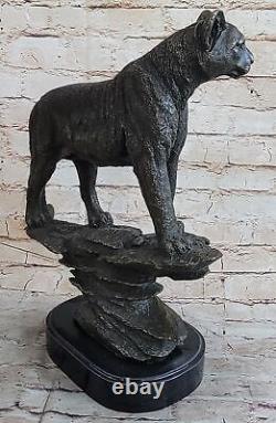 Vintg Bugatti Art Deco Bronze Cat Puma Mountain Lion Sculpture Hand Made Statue