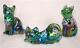 Vntg. Fenton Carnival Glass 1999 3 Pc Cat Figurine Set Limited Edition Numbered
