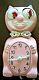 Vtg 60s Jeweled Rhinestone Pink Kit Cat Klock Electric Wall Clock Works No Tail
