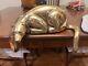 Vtg Art Deco Mid Century Modern Solid Brass Panther Lion Shelf Sitter Sculpture