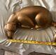 Vtg Art Deco Mid Century Modern Solid Brass Panther Lion Shelf Sitter Sculpture