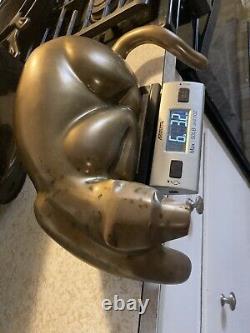 Vtg Art Deco Mid Century Modern Solid Brass Panther Lion Shelf Sitter Sculpture