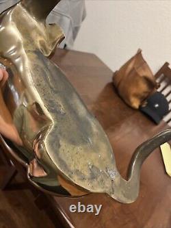 Vtg Art Deco Mid Century Modern Solid Brass Panther Lion Shelf Sitter Sculpture