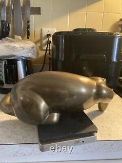 Vtg Art Deco Mid Century Modern Solid Brass Panther Lion Shelf Sitter Sculpture