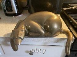Vtg Art Deco Mid Century Modern Solid Brass Panther Lion Shelf Sitter Sculpture