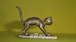 Vtg Art Deco Miniature Bronze Cat Statue Israel By Aharon Bezalel BIER