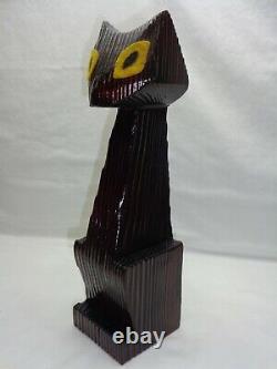 Vtg Cat Sculpture Atomic Tiki Mod / Art Deco Style Decor