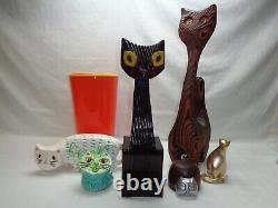 Vtg Cat Sculpture Atomic Tiki Mod / Art Deco Style Decor