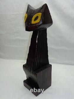 Vtg Cat Sculpture Atomic Tiki Mod / Art Deco Style Decor