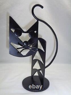 Vtg Geometric Cat Sculpture Danish Swedish Modern Atomic Art Deco Room Decor