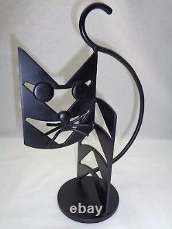 Vtg Geometric Cat Sculpture Danish Swedish Modern Atomic Art Deco Room Decor