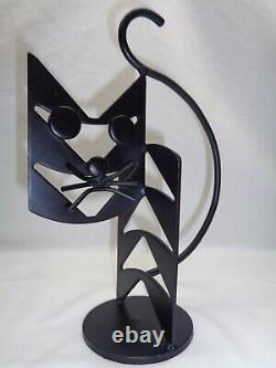 Vtg Geometric Cat Sculpture Danish Swedish Modern Atomic Art Deco Room Decor