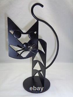 Vtg Geometric Cat Sculpture Danish Swedish Modern Atomic Art Deco Room Decor