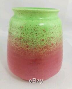 Vtg Guy COWAN Pottery Pistachio Glaze Ribbed Vase Shape V-34 Pink Green Matte