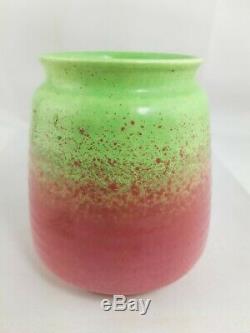 Vtg Guy COWAN Pottery Pistachio Glaze Ribbed Vase Shape V-34 Pink Green Matte