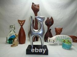 Vtg Kitten Cat Sculpture Modernist Art Deco Style Mcm Eclectic Accent Decor