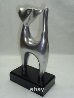 Vtg Kitten Cat Sculpture Modernist Art Deco Style Mcm Eclectic Accent Decor