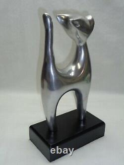 Vtg Kitten Cat Sculpture Modernist Art Deco Style Mcm Eclectic Accent Decor