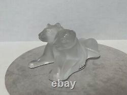 Vtg Lalique Crystal Tambwee Lion Cubs Glass France Figurine Resting Cats Signed