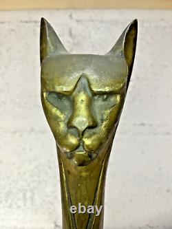 Vtg MCM Brass Siamese Cat Andirons Mid-Century Modern Art Deco No Valance Cats