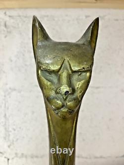 Vtg MCM Brass Siamese Cat Andirons Mid-Century Modern Art Deco No Valance Cats