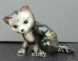 Vtg MCM CALIFORNIA CA Pottery Brad Keller Black Cat / Kitten Animal Figurine