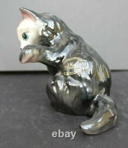 Vtg MCM CALIFORNIA CA Pottery Brad Keller Black Cat / Kitten Animal Figurine