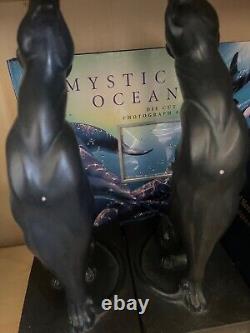 Vtg MCM black Panther sculpture bookend sleek art deco style DANEY AUSTIN PROD