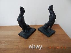 Vtg MCM black Panther sculpture bookend sleek art deco style DANEY AUSTIN PROD