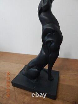 Vtg MCM black Panther sculpture bookend sleek art deco style DANEY AUSTIN PROD