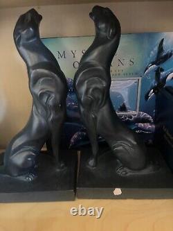 Vtg MCM black Panther sculpture bookend sleek art deco style DANEY AUSTIN PROD