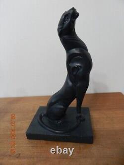 Vtg MCM black Panther sculpture bookend sleek art deco style DANEY AUSTIN PROD