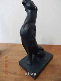 Vtg MCM black Panther sculpture bookend sleek art deco style DANEY AUSTIN PROD