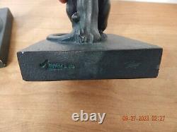 Vtg MCM black Panther sculpture bookend sleek art deco style DANEY AUSTIN PROD