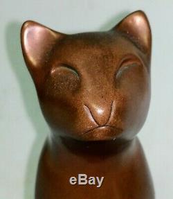 Vtg Mint Signed DeWitt Bronze Sculpture Art Deco Cat MCM Bronze Statue Figurine