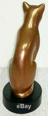 Vtg Mint Signed DeWitt Bronze Sculpture Art Deco Cat MCM Bronze Statue Figurine