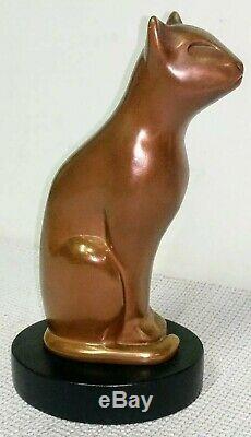 Vtg Mint Signed DeWitt Bronze Sculpture Art Deco Cat MCM Bronze Statue Figurine