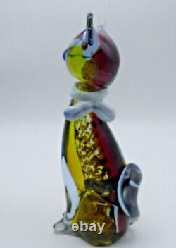 Vtg Murano Glass Dog & Cat Scultures Hand Blown Large Glass Animals 9.5 Tall