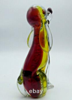 Vtg Murano Glass Dog & Cat Scultures Hand Blown Large Glass Animals 9.5 Tall