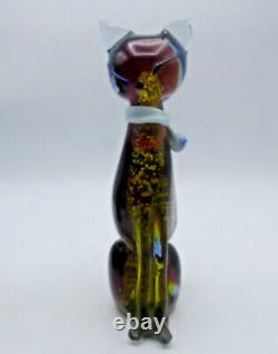 Vtg Murano Glass Dog & Cat Scultures Hand Blown Large Glass Animals 9.5 Tall