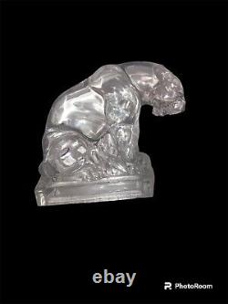 Vtg New Martinsville 1940 Glass Panther Bookends