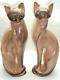 Vtg Pair (2) Ceramic Cat Tall Statues Art Deco Mid Century Modern Accent