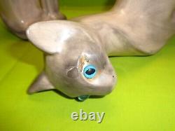 Vtg Pair (2) Ceramic Cat Tall Statues Art Deco Mid Century Modern Accent