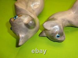 Vtg Pair (2) Ceramic Cat Tall Statues Art Deco Mid Century Modern Accent
