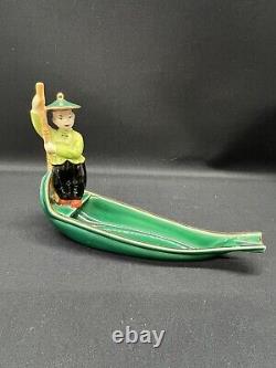 WILL GEORGE California Pottery Rare Art Deco Ashtray Guy Paddling Boat