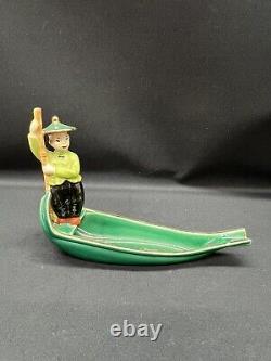 WILL GEORGE California Pottery Rare Art Deco Ashtray Guy Paddling Boat