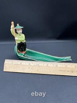 WILL GEORGE California Pottery Rare Art Deco Ashtray Guy Paddling Boat