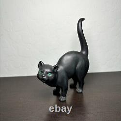 Wedgwood Black Basalt Glass Cat Green Eyes Figurine by Earnest Light Stamped