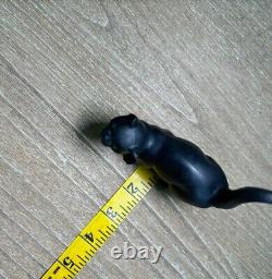 Wedgwood Black Basalt Glass Cat Green Eyes Figurine by Earnest Light Stamped