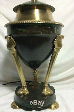 Wildwood Brass Urn Lamp Tripod Cat Claw Foot Torch Art Deco Neoclassical Superb